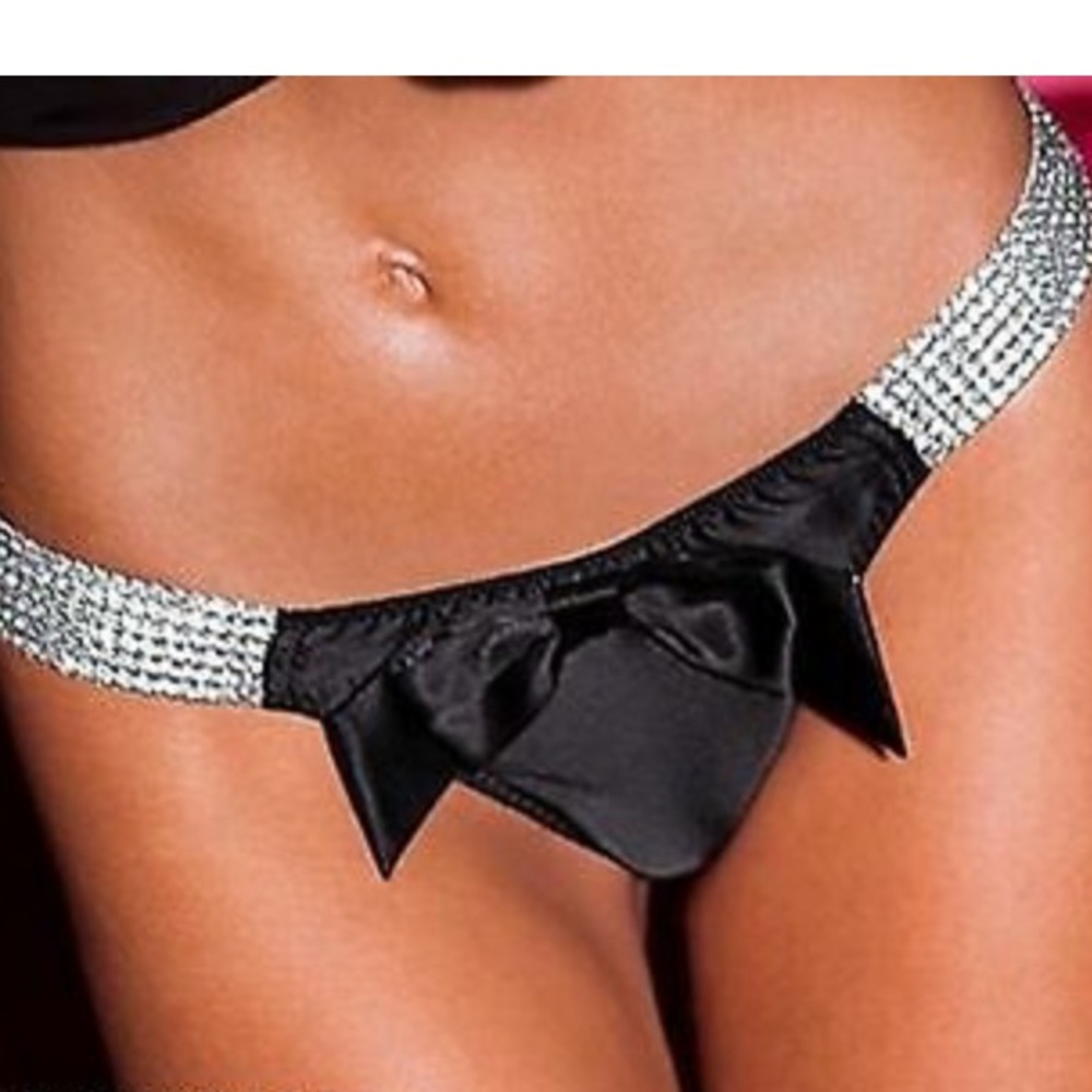 COPY - Victoria Secret Sexy Satin Rhinestone Bow Thong ‼️